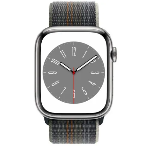 Apple Watch Series8 45mm GPS+Cellular ステンレススチールケース/スポーツループ