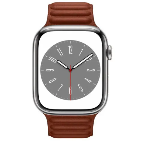 Apple Watch Series8 45mm GPS+Cellular ステンレススチールケース/レザーリンク